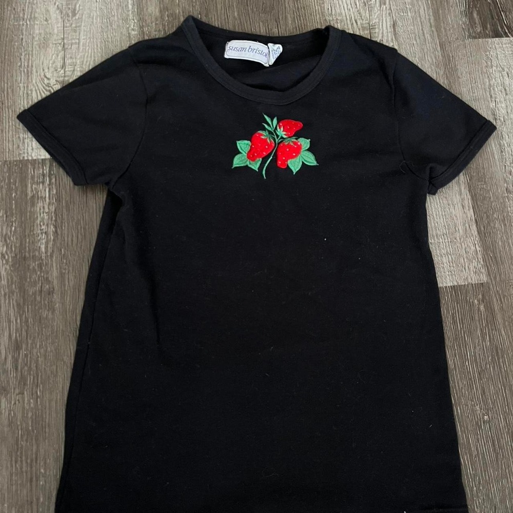 Black Strawberry Graphic Mini Tee